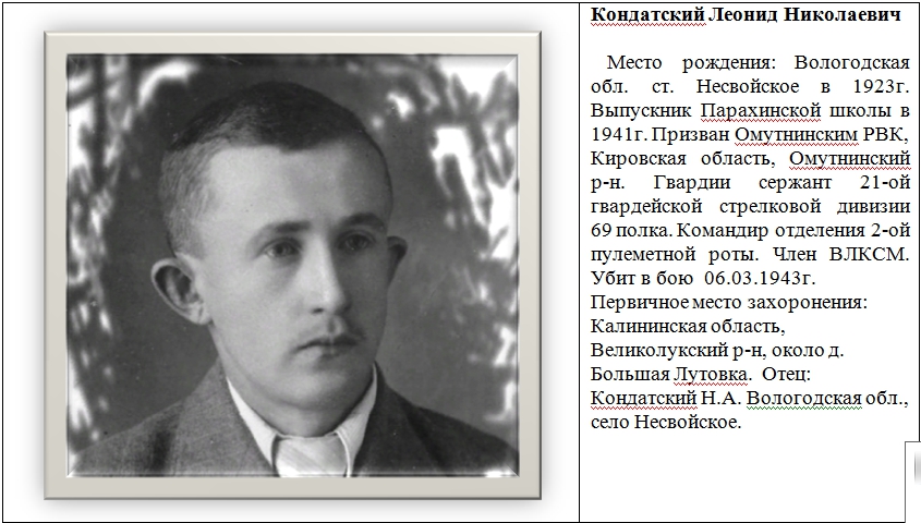Кондатский Леонид Николаевич Кондатский Леонид Николаевич